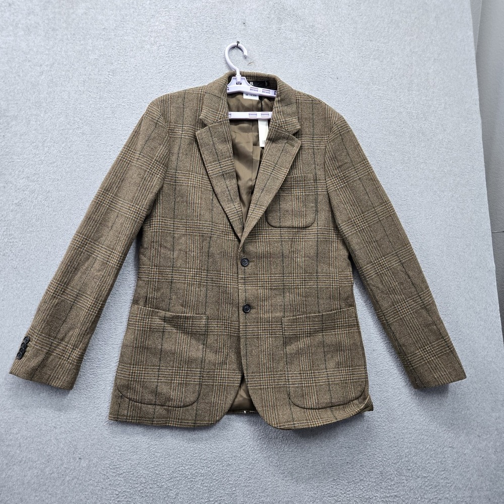Banana Republic Men Blazer 40L Brown Plaid Wool Blend Business Office NWT